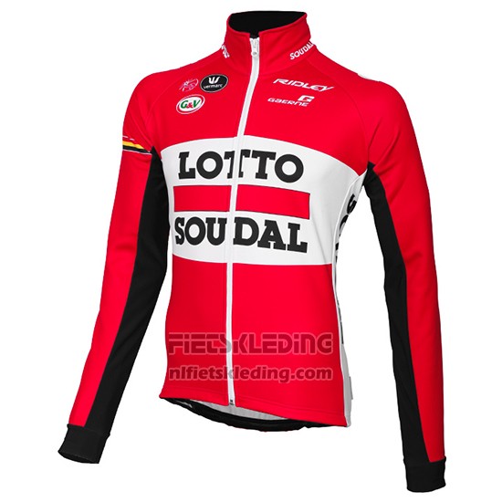 2015 Fietskleding Lotto Soudal Rood en Zwart Lange Mouwen en Koersbroek